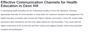 Effective Communication Channels for Health Education in Oxon Hill