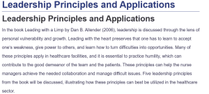 Leadership Principles and Applications 
