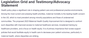 Legislation Grid and Testimony/Advocacy Statement