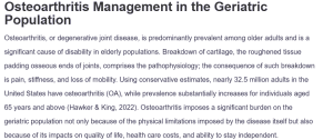 Osteoarthritis Management in the Geriatric Population