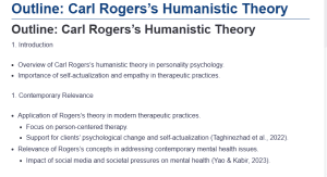 Outline: Carl Rogers's Humanistic Theory