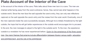 Plato’s Account of the Interior of the Cave