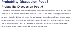Probability Discussion Post 5