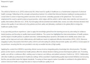 Response - Advocating for Quality Improvement Through Evidence-Based and Collaborative Practice