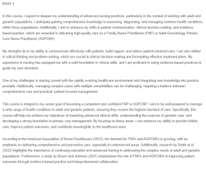 Response - Competencies for Effective FNP Practice