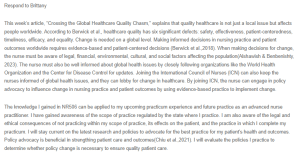 Response - Importance of Global Perspectives in Nursing Practice