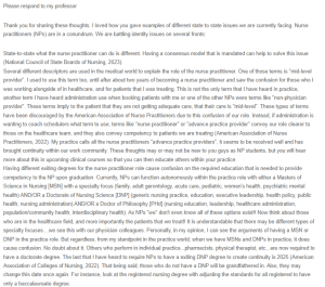 Response - Strengthening Nurse Practitioner Identity and Scope of Practice