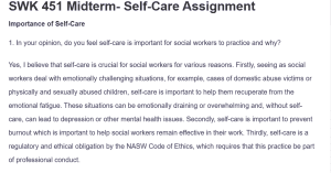 SWK 451 Midterm- Self-Care Assignment