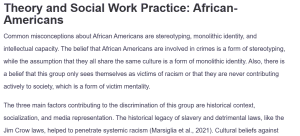 Theory and Social Work Practice: African-Americans