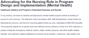 Advocating for the Nursing Role in Program Design and Implementation (Mental Health)