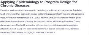 Applying Epidemiology to Program Design for Chronic Diseases