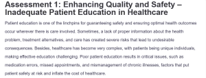 Assessment 1: Enhancing Quality and Safety - Inadequate Patient Education in Healthcare