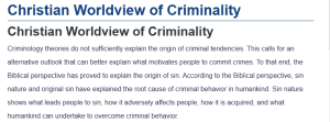 Christian Worldview of Criminality