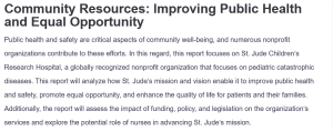 Community Resources: Improving Public Health and Equal Opportunity