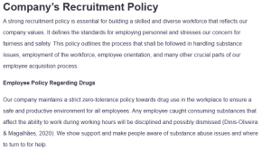 Company's Recruitment Policy