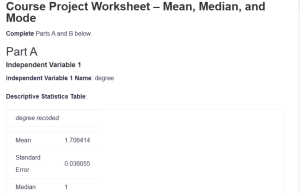 Course Project Worksheet – Mean, Median, and Mode