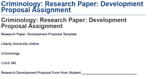 Criminology: Research Paper: Development Proposal Assignment