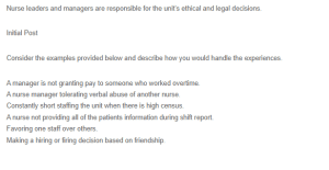 Discussion - Ethical Decision-Making in Nursing Leadership