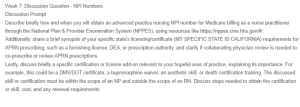 Discussion – NPI Numbers and FNP Practice