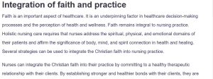 Integration of faith and practice