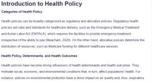 Introduction to Health Policy