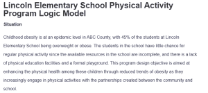 Lincoln Elementary School Physical Activity Program Logic Model