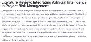 Literature Review: Integrating Artificial Intelligence in Project Risk Management