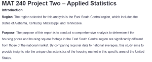 MAT 240 Project Two - Applied Statistics