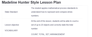 Madeline Hunter Style Lesson Plan