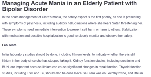 Managing Acute Mania in an Elderly Patient with Bipolar Disorder