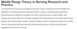 Middle Range Theory in Nursing Research and Practice