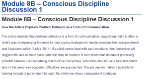 Module 8B – Conscious Discipline Discussion 1