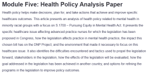 Module Five: Health Policy Analysis Paper