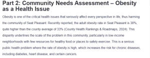 Part 2: Community Needs Assessment - Obesity as a Health Issue