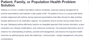 Patient, Family, or Population Health Problem Solution