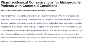 Pharmacological Considerations for Metoprolol in Patients with Comorbid Conditions