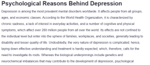 Psychological Reasons Behind Depression