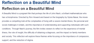 Reflection on a Beautiful Mind