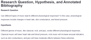 Research Question, Hypothesis, and Annotated Bibliography