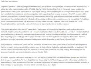 Response - Balancing Voter Interests and Party Loyalty in ACA Policy