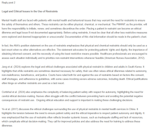 Response - Legal and Ethical Concerns in Use of Restraints