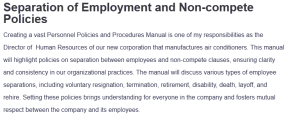 Separation of Employment and Non-compete Policies