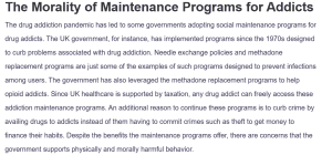 The Morality of Maintenance Programs for Addicts
