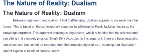 The Nature of Reality: Dualism