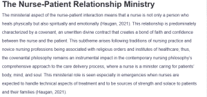The Nurse-Patient Relationship Ministry
