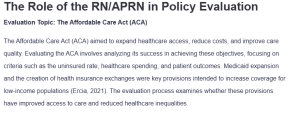 The Role of the RN/APRN in Policy Evaluation