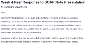 Week 4 Peer Response to SOAP Note Presentation