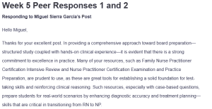 Week 5 Peer Responses 1 and 2