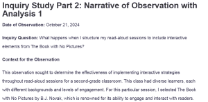 Asynchronous Work E: Double Entry Journal 1 Interpretation Column on Observation Field Notes