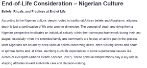 End-of-Life Consideration - Nigerian Culture